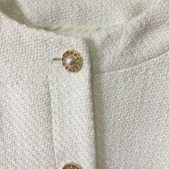 J.Crew White Tweed Lady Jacket with Gold Buttons - Picture 3 of 16